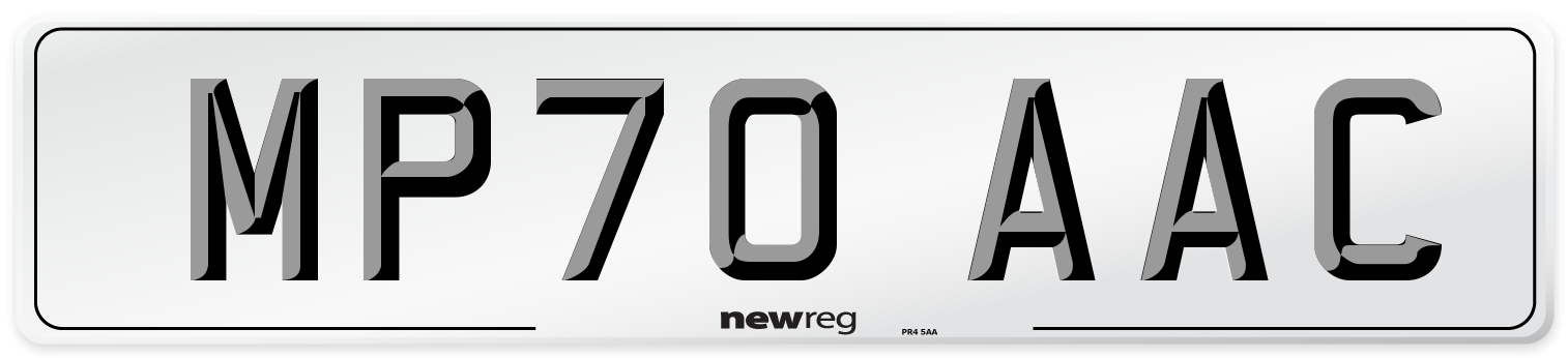 MP70 AAC Number Plate from New Reg
